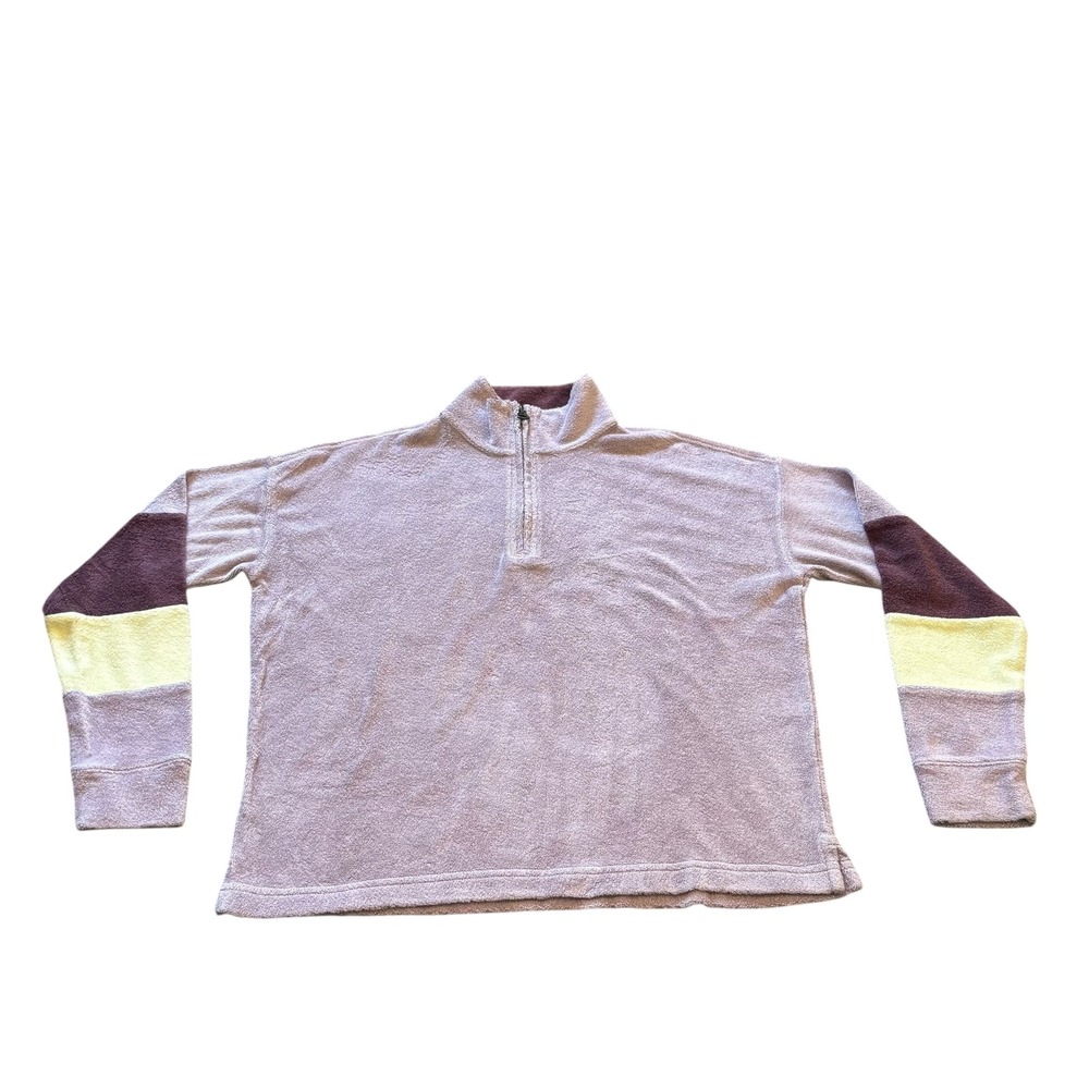 Faherty XS‎ Cabana Towel Quarter Zip Fleece Sweatshirt Colorblock Women's